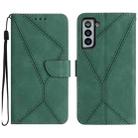 For Samsung Galaxy S22+ 5G Stitching Embossed Leather Phone Case(Green) - 1