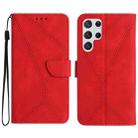 For Samsung Galaxy S22 Ultra 5G Stitching Embossed Leather Phone Case(Red) - 1