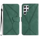 For Samsung Galaxy S22 Ultra 5G Stitching Embossed Leather Phone Case(Green) - 1