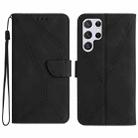 For Samsung Galaxy S22 Ultra 5G Stitching Embossed Leather Phone Case(Black) - 1