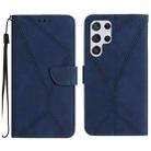 For Samsung Galaxy S22 Ultra 5G Stitching Embossed Leather Phone Case(Blue) - 1