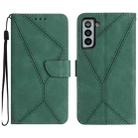 For Samsung Galaxy S21 5G Stitching Embossed Leather Phone Case(Green) - 1
