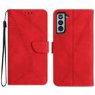 For Samsung Galaxy S21+ 5G Stitching Embossed Leather Phone Case(Red) - 1