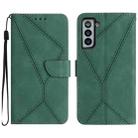 For Samsung Galaxy S21+ 5G Stitching Embossed Leather Phone Case(Green) - 1