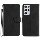 For Samsung Galaxy S21 Ultra 5G Stitching Embossed Leather Phone Case(Black) - 1