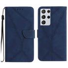 For Samsung Galaxy S21 Ultra 5G Stitching Embossed Leather Phone Case(Blue) - 1