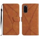 For Samsung Galaxy S20 Stitching Embossed Leather Phone Case(Brown) - 1