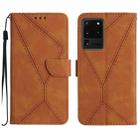 For Samsung Galaxy S20 Ultra Stitching Embossed Leather Phone Case(Brown) - 1