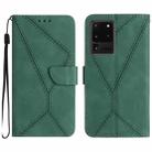 For Samsung Galaxy S20 Ultra Stitching Embossed Leather Phone Case(Green) - 1