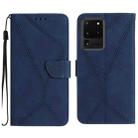 For Samsung Galaxy S20 Ultra Stitching Embossed Leather Phone Case(Blue) - 1