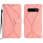 For Samsung Galaxy S10 Stitching Embossed Leather Phone Case(Pink) - 1