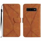 For Samsung Galaxy S10+ Stitching Embossed Leather Phone Case(Brown) - 1