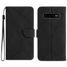 For Samsung Galaxy S10+ Stitching Embossed Leather Phone Case(Black) - 1