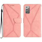 For Samsung Galaxy Note20 Stitching Embossed Leather Phone Case(Pink) - 1