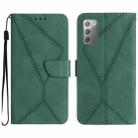 For Samsung Galaxy Note20 Stitching Embossed Leather Phone Case(Green) - 1