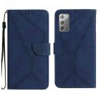 For Samsung Galaxy Note20 Stitching Embossed Leather Phone Case(Blue) - 1
