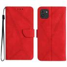 For Samsung Galaxy A03 166mm Stitching Embossed Leather Phone Case(Red) - 1