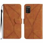 For Samsung Galaxy A03s 166mm Stitching Embossed Leather Phone Case(Brown) - 1
