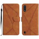 For Samsung Galaxy A10 / M10 Stitching Embossed Leather Phone Case(Brown) - 1