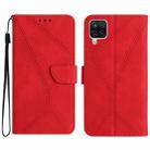 For Samsung Galaxy A12 / M12 Stitching Embossed Leather Phone Case(Red) - 1