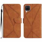 For Samsung Galaxy A12 / M12 Stitching Embossed Leather Phone Case(Brown) - 1