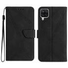 For Samsung Galaxy A12 / M12 Stitching Embossed Leather Phone Case(Black) - 1