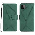 For Samsung Galaxy A22 5G Stitching Embossed Leather Phone Case(Green) - 1