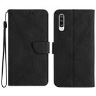 For Samsung Galaxy A50 / A50s Stitching Embossed Leather Phone Case(Black) - 1