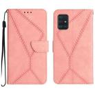For Samsung Galaxy A51 4G Stitching Embossed Leather Phone Case(Pink) - 1