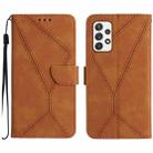For Samsung Galaxy A72 4G/5G Stitching Embossed Leather Phone Case(Brown) - 1