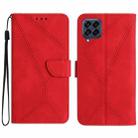 For Samsung Galaxy M53 5G Stitching Embossed Leather Phone Case(Red) - 1