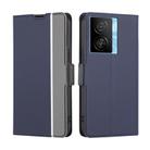 For vivo iQOO Z7x Twill Texture Side Button Leather Phone Case(Blue) - 1