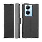 For vivo Y78 Plus 5G Twill Texture Side Button Leather Phone Case(Black) - 1