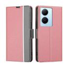 For vivo Y78 Plus 5G Twill Texture Side Button Leather Phone Case(Pink) - 1