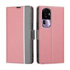 For OPPO Reno10 Pro+ 5G Twill Texture Side Button Leather Phone Case(Pink) - 1