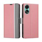 For OPPO A78 4G Twill Texture Side Button Leather Phone Case(Pink) - 1