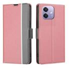 For OPPO A3 5G India Twill Texture Side Button Leather Phone Case(Pink) - 1