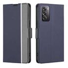 For OPPO Reno12 Pro 5G Global Twill Texture Side Button Leather Phone Case(Blue) - 1