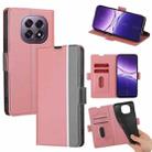 For OPPO A5 5G 2025 Global Twill Texture Side Button Leather Phone Case(Pink) - 1