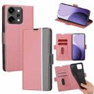 For OPPO Reno14 Pro 5G Twill Texture Side Button Leather Phone Case(Pink) - 1
