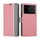 For Realme GT5 / GT5 240W Twill Texture Side Button Leather Phone Case(Pink) - 1
