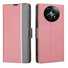 For Realme 12 5G Twill Texture Side Button Leather Phone Case(Pink) - 1