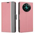 For Realme 12+ 5G Twill Texture Side Button Leather Phone Case(Pink) - 1