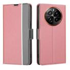 For Realme GT5 Pro 5G Twill Texture Side Button Leather Phone Case(Pink) - 1