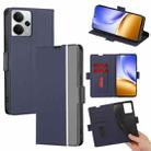 For Realme 14 5G Global Twill Texture Side Button Leather Phone Case(Blue) - 1