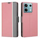 For Xiaomi Redmi Note 13 4G Twill Texture Side Button Leather Phone Case(Pink) - 1