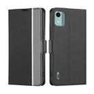 For Nokia C12 Twill Texture Side Button Leather Phone Case(Black) - 1