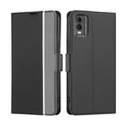 For Nokia C32 Twill Texture Side Button Leather Phone Case(Black) - 1