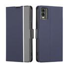 For Nokia C32 Twill Texture Side Button Leather Phone Case(Blue) - 1