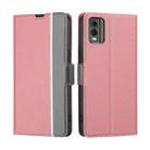 For Nokia C32 Twill Texture Side Button Leather Phone Case(Pink) - 1